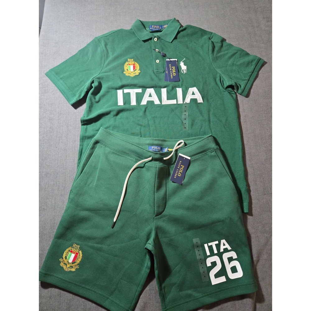 Polo Ralph Lauren Italia Green Polo Shirt & Shorts Matching Set Men's M NWT